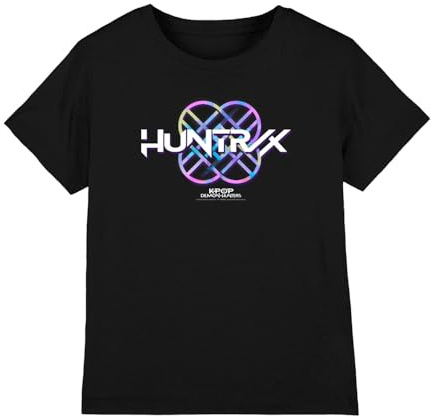 Kpop Demon Hunters Unisex Kids K-pop Demon Hunters - Huntrix Huntr/X Pastel Logo Kids T Shirt, Black T-Shirt (Pack of 1)