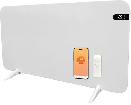 Könighaus 800W Smart Dual Space Heater – Wall heater and mobile use – WiFi App Control & Remote – Includes Towel Rack, Stand Feet & Mounting Kit – Color: White