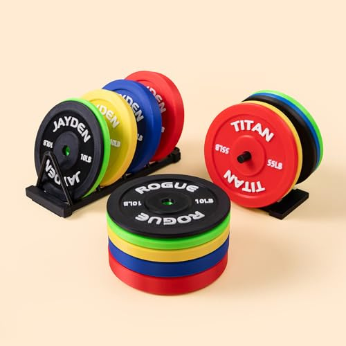 Weight Plate Drink Coasters Set of 5, Personalised Non-Slip Mixed Colour Bumper Plates Shape Coasters, Custom Text Coaster with Holder Funny Gym Gifts for Men & Women
