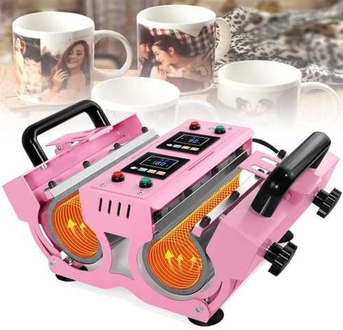 Auto Tumbler Heat Press Machine, Double Mug Heat Transfer Printing Machine, DIY Heat Print Machine for 11-30 OZ, Stainless Steel, Ceramic, Glass