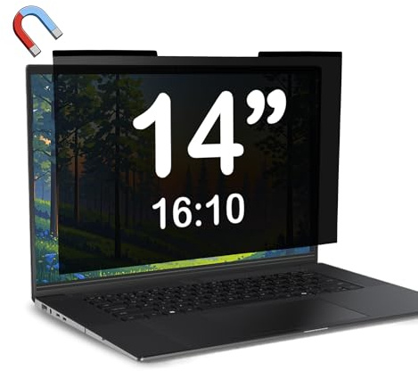 Dabernur Magnetischer Laptop-Sichtschutz 14 Zoll für 16:10-Bildschirme, Abnehmbarer Anti-Glare-Privacy-Filter, Bildschirm-Filter und -Schutz für Laptops, 11,87× 7,42, Passend für WUXGA 1920 × 1200