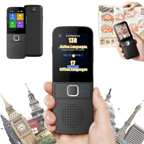 T10 Traducteur Instantané à IA,Traducteur Vocal Instantané Sans Wifi | Traduction Audio & Photo & 138 Langues En Ligne+17 Langues Hors Ligne,Conversion de devises,Pour voyages,affaires,études