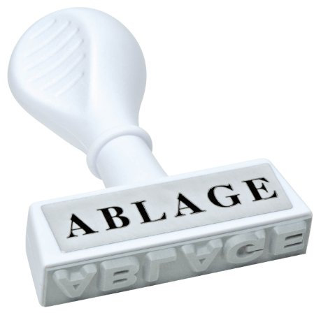 WEDO 1935 Lagertext Stempel ABLAGE, Kunststoff, Abdruckbreite ca. 45 mm, ergonomischer Griff, weiß