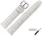 MARBURGER Uhrenarmband 20mm Leder Weiss Silber Kroko (Caiman) Prägung Mit Naht - Montage Set 5292020000120