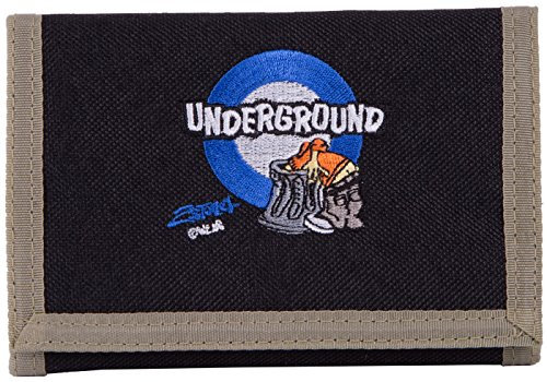 2Stoned Geldbörse Wallet Unisex Schwarz mit Klettverschluss, Stickmotiv Underground, aus Polyester