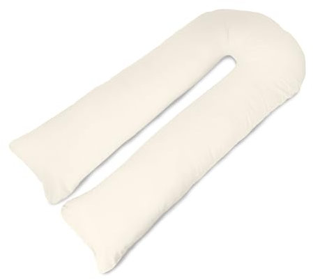 Big C U Shaped Maternity Pregnancy Full Body Support Pillow with Cream Cover – Made in Britain - Super Soft Supportive Cushion with Super Bounce Hollowfibre Filling for Full Body Support