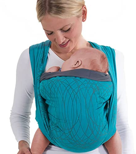 Hoppediz gewebtes Baby-Tragetuch ab Geburt, Neugeboren bis Kleinkind, 100% kbA-Baumwolle (Bio), New York türkis 5,40 m