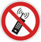 Verbots-Aufkleber Eingeschaltete Mobiltelefone verboten I rund Ø 9 cm I Handy Mobilfunk-Verbot Verbotszeichen I hin138