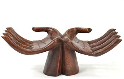 Mains Porte-bagues/Cartes - Bois Massif Teinte Marron Chocolat