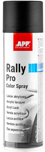 APP Rally PRO Spray Negro Mate 500 ml | Pintura Acrílica | Secado Rápido para Interior y Exterior | Excelente Adherencia, Resistente a la Intemperie, Pulverización de Abanico Precisa