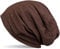 styleBREAKER Damen Beanie Mütze mit edler Strass-Nieten Applikation, Longbeanie Slouch 04024037, Farbe:Dunkelbraun