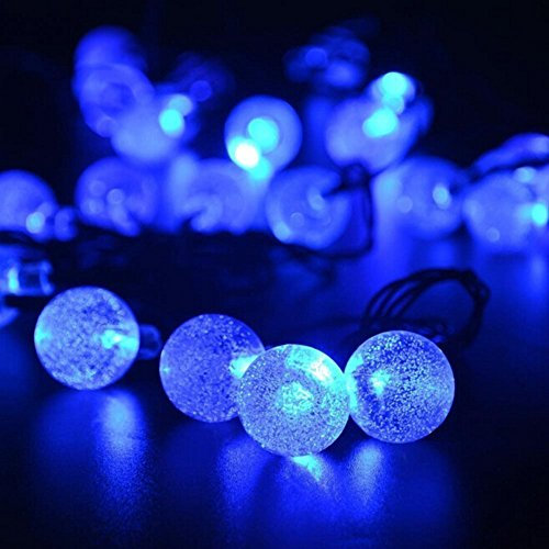 KEEDA Solarbetriebene Kristall Kugel Fee Schnur Licht, 20ft 30 LED wasserdichte Outdoor Garten Solarlichter Außenbeleuchtung für Garten, Terrasse, Weihnachten,Party dekoration (Blau)