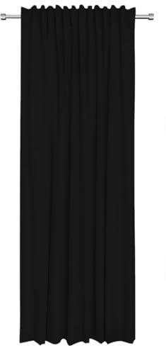 Rollmayer Vorhänge mit Tunnelband Kollektion Vivid (Schwarz 34, 135x215 cm - BxH - 2 er Pack) Blickdicht Uni einfarbig Gardinen Schal für Schlafzimmer
