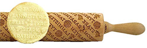 Valek Rolling Pins Holz Teigroller/Nudelholz mit Prägung | Game of Thrones | Stark | Lannister | Targaryen