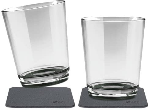 silwy® Magnetischer Trinkbecher, rutschfest und bruchsicher, inkl. zwei Nano-Gel-Pads aus Metall (Set mit 2 // Pearl Grey)