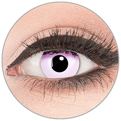 Farbige Kontaktlinsen zu Fasching Karneval Halloween in Topqualität von 'Glamlens' ohne Stärke 1 Paar Crazy Fun rosa 'Pink' mit Behälter