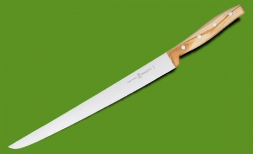 Windmühlenmesser Schinken- und Filiermesser Katana-Moulin, rostfreier Edelstahl, Klinge: 30 cm Griff Olivenholz