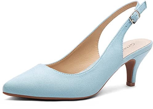 Greatonu Damen Riemchen Pumps Modische Spitze Party Business Hochzeit Sandalen Lichtblau Größe 40 EU