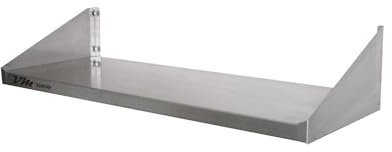 VM Europa - Edelstahl Wandbord - Maße 80 x 40 cm - Einfach Montierbar - AISI 430 Legierung - Wandregal Küchenregal Gastro Edelstahlregal Wandablage Gewürzregal Hängebord Gastronomie