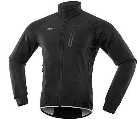 ARSUXEO Herren Winter Fahrradjacke Thermo-Vlies Softshell MTB Fahrrad Outwear Winddicht Wasserdicht 20B Schwarz L
