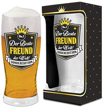 Abc Casa Freund Bierglas 0,5l zum Geburtstag, Jahrestag, Namenstag, Weihnachten im Geschenkbox – der beste Freund der Welt, Sonderedition - Geschenkidee für den Kollegen
