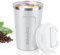 MOMSIV White Coffee Cup, Vacuum Reusable Leakproof Double Wall Coffee Cup, Insulation Stainless Steel Eco-Friendly Travel Office Mug for Hot Coffee Tea and Cold Drinks, 13oz/380ml