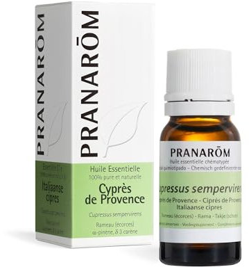 PRANAROM - Ciprés de Provenza - Aceite esencial 100% Quimiotipado - Cupressus Sempervirens - Rama - Respiración - Vías Urinarias - Confort Circulatorio - Curas Depurativas y Adelgazamiento - 10ml