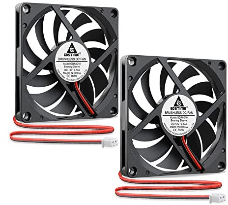 GDSTIME 2 x 80mm Fan 12V Cooling Fan 80mm 10mm Computer Fans 2500 RPM 2Pin Axial Cooling For PC Game Console Router Cabinet DVR Exhaust Ventilation Replacement