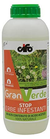 CIFO Granverde - Rimedio Ecologico Contro Erbacce con Aceto ad Alta Concentrazione, Azione Rapida - Disinfesta Vialetti, Marciapiedi e Giardini, 100% Naturale, Consentito in Agricoltura Biologica, 1l