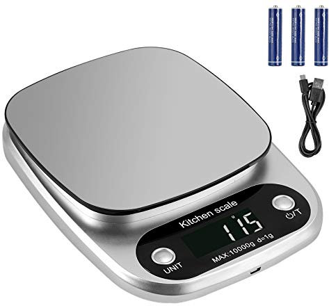 Proster Bilancia Cucina Digitale Ricaricabile 1g-10kg Bilancia da Cucina Digitale Alta Precisione 1g Bilancino Multifunzione Pesa Cibo Frutta per Casa e Cucina