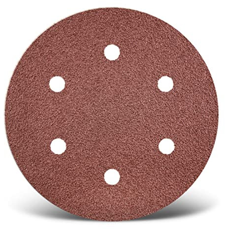 MENZER Red Dischi abrasivi velcrati, 225 mm, 6 fori, p. Levigatrici per muri, Corindone normale (10 Pz.) G24