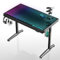 EUREKA ERGONOMIC Mesa de Gaming de Cristal, Escritorio de Gaming de Vidrio con Control de Aplicaciones, Escritorio de Juegos en Forma de I con Luces LED RGB, 180 variaciones de Color