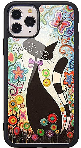 MAYCARI for iPhone 12/12 Pro Case Colorful Cat Pattern Design Hard Back Case with Soft TPU Bumper for Girls Children Women Protective Phone Case for iPhone 12/12 Pro