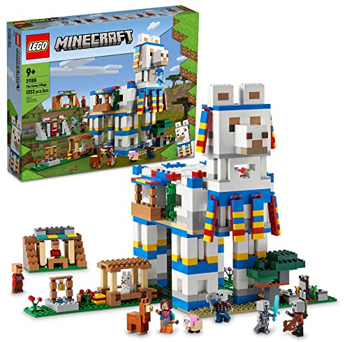 LEGO Minecraft The Llama Village Farm House Toy Building Set 21188, Minecraft Gift Idea for Kids, Boys, Girls Age 9+ Years Old, Create a Minecraft Village with 6 Customizable Buildings and Minifigures