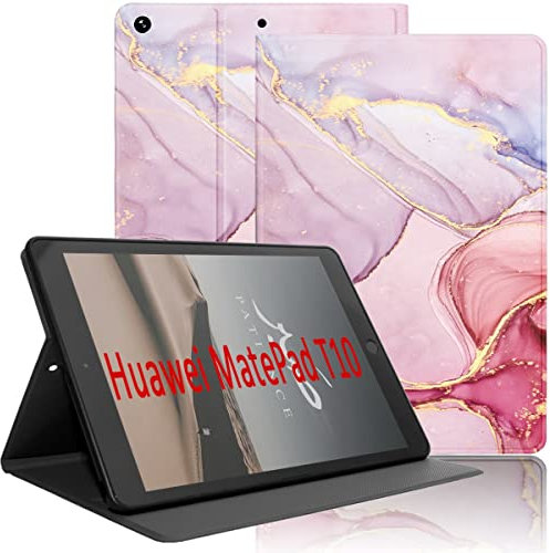 Yoedge Custodia Compatibile con Huawei MatePad T10/T10S 2020 Tablet, Soft TPU Ultra Sottile Smart Cover in PU Pelle Flip con Funzione Stand Protettiva Case per MatePad T10/T10S 2020, Marmo 1