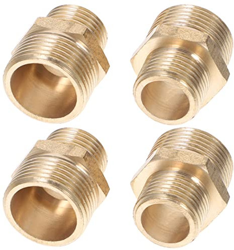 TEHAUX 4 Reduzierstück Messing Schlauchverschraubung 3/4 Auf 1/2 Reduzierstück Flexibler Schlauch Eine Armatur Gartenschlauch 3/4 Zoll Schnellkupplung Wasserrohr