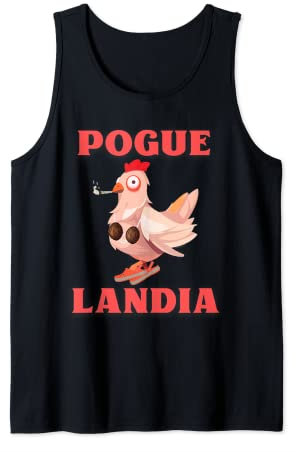 Poguelandia-Flagge Huhn in einem Kokosnuss-BH, rauchend, OBX-Flagge Tank Top