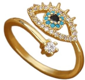 Glückliche Türkisch Blaue Böse Augenringe, Augen Des Horus Für Frauen Öffnen Ein Verstellbarer Ring (einstellbar)