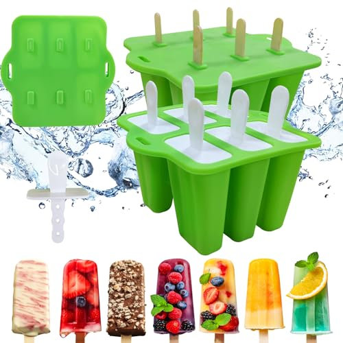 JDH Silicone Eisformen Eis am Stiel - 6 Eisformen Silikon mit Stielen, Popsicle Molds Set, Eis am Stiel Formen Leichte Entnahme, BPA Frei