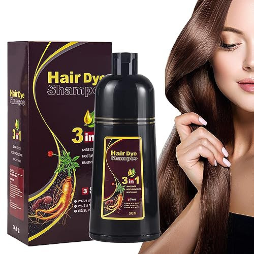 Champú para teñir el cabello gris, negro instantáneo, natural, Champú 3 en 1 para hombres y mujeres (Chestnut)