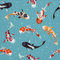 HEKO PANELS Stoff Oxford Wasserdichte Meterware Canvas-Stoff Polyester Stoff Zum Nähen Nähstoffe Dekostoffe Wasserabweisend Blickdicht Koi Fische Karpfen 2 Meter 155 x 200 cm