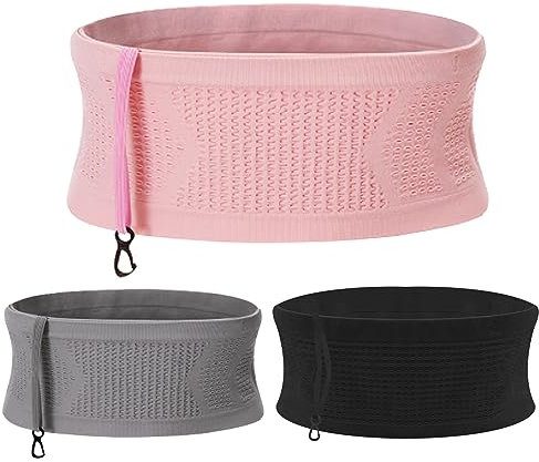 Yeria Multifunktionale Hüfttaschen Strick Hüfttasche Atmungsaktive Verdeckte Bauchtasche Laufgürtel für Handy Herren Lauftasche Damen Stylisch für Fitness Sport Wanderung (Rosa, M)