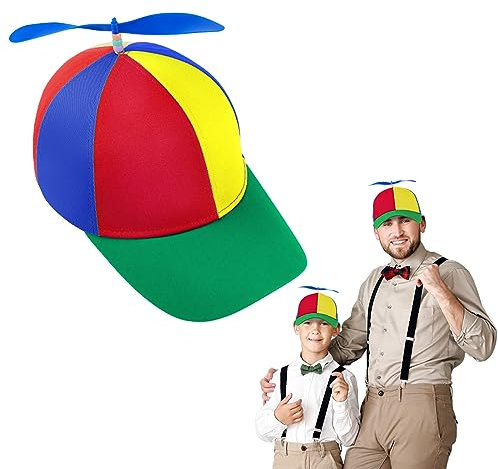 Aomig Propeller Mütze, Bunte Propellermütze, Hubschraubermütze Propeller Cap, Hubschrauber-Kappe, Baseball Cap Party Hut für Erwachsene (Grün Baseballkappe)