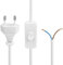 YAODHAOD Euro Netzkabel mit Schalter,Kabel mit Schalter und Typ C stecker,Schalter offene Kabelenden,Lampenkabel Ersatzkabel Anschlusskabel (weiß, 1M)