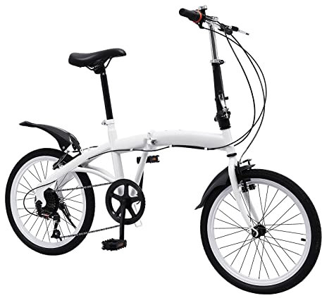 Begoniape 20 Zoll Fahrrad, V-Brake Ergonomisches klappräder mit 7 Gang Schaltung, Weiß Karbonstahl 90 KG Belastbarkeit klapprad Fahrräder, Klappfahrrad für Kinder Erwachsene