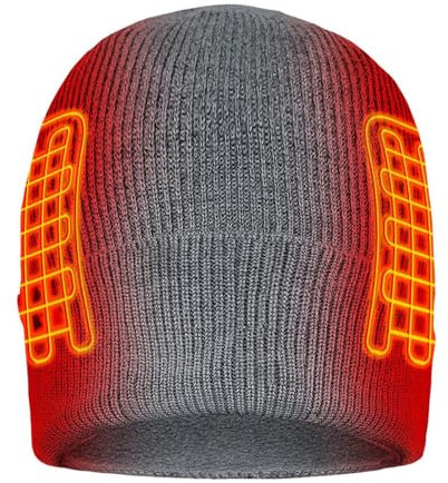 ActionHeat 5V Battery Heated Knit Hat - Rechargeable Cap for Winter – Adjustable Heat 4 Hours of Warmth, Grey, One size