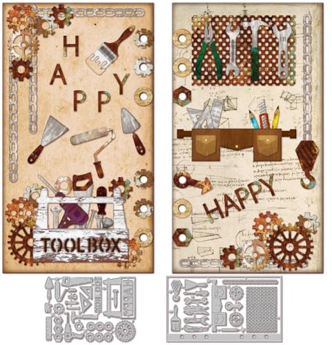GLOBLELAND Toolbox Page Metall Stanzformen Werkzeugkasten Und Werkzeuge Stanzformen Reparaturwerkzeuge Stanzformen Für DIY Scrapbooking Fotoalbum Dekorative Prägung Papierkarte