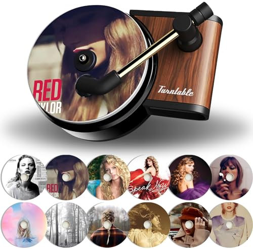 12Pcs Car Perfume Clip Record Player Design Air Diffuser with Aromatherapy Tablets for Home Office