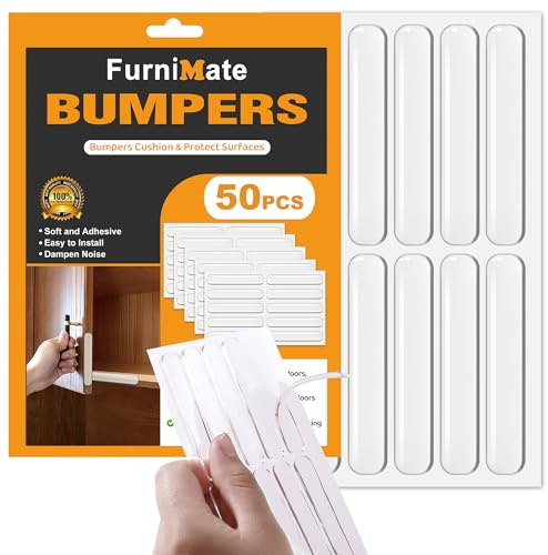 Anti Door Slam 50PCS, Door Slam Silencer, Clear Cabinet Door Bumpers, Rubber Bumpers Self Adhesive 2.5x0.4x0.08 inches