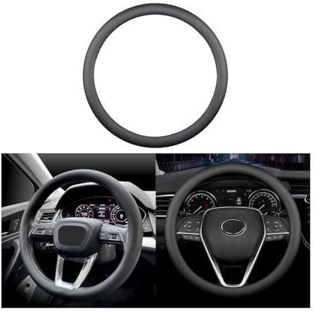 JNNJ Coprivolante Auto, Coprivolante Auto in Pelle Traforata, Copri Volante Antiscivolo Traspirante Durevole, Universale Protezione Custodia Volante per Maggior Parte Macchina Autocarri(Regolare)